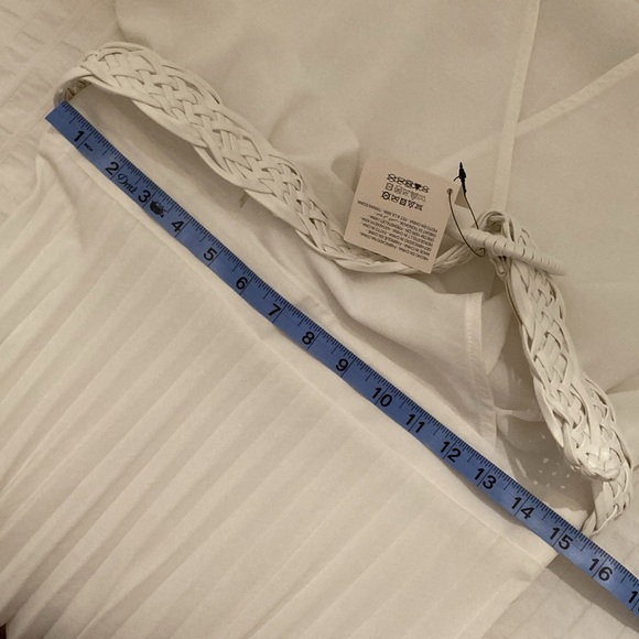 ZARA WOMAN WHITE PLEATED MIDI BELTED DRESS SIZE L REF:2298/178 NWT - Picture 12 of 12